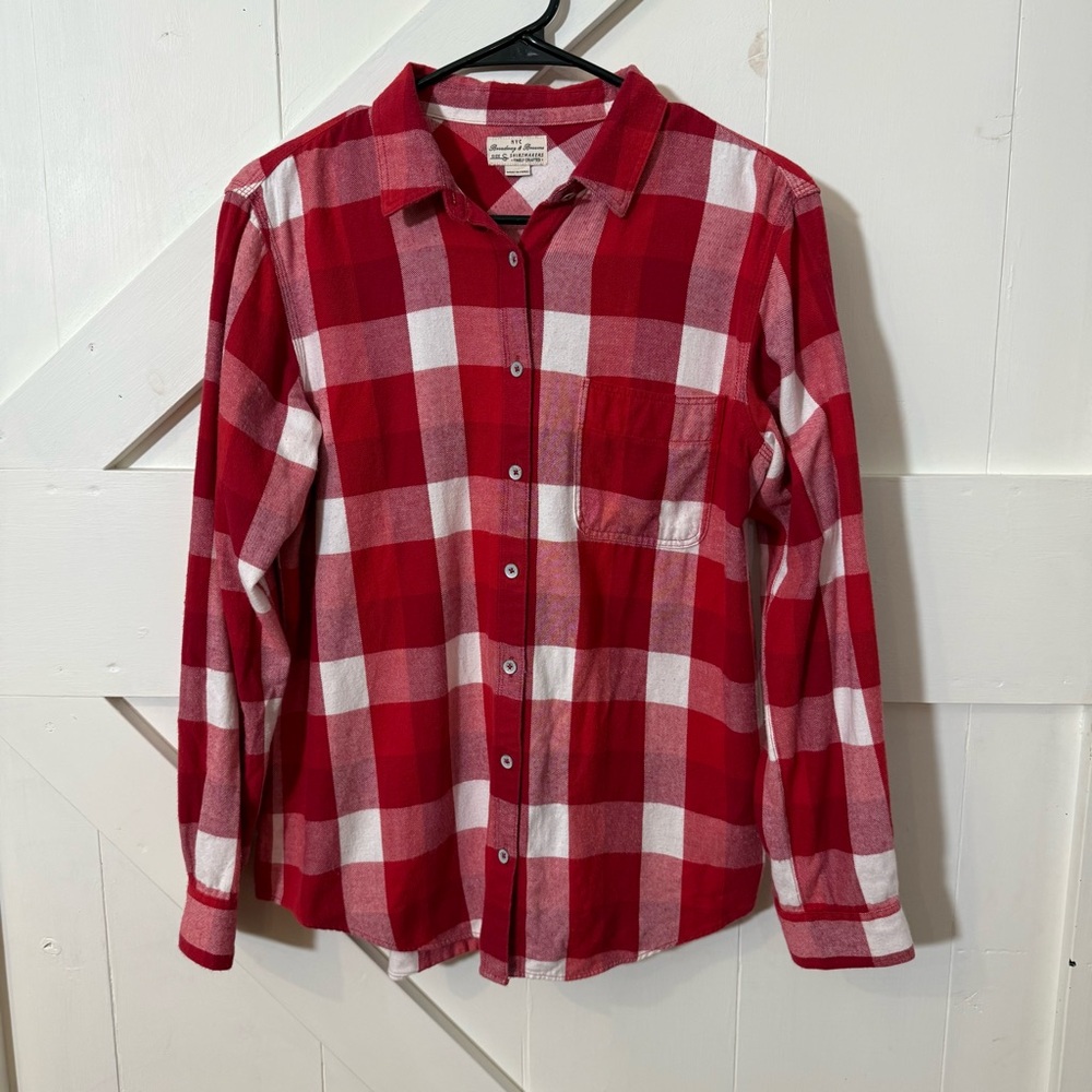 Broadway & Broome Red &‎ White Flannel Checkered Plaid Shirt Small